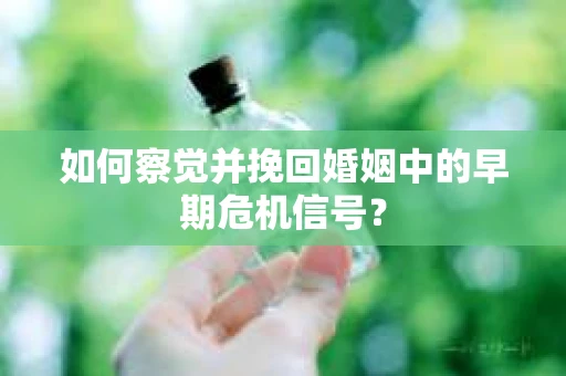 如何察觉并挽回婚姻中的早期危机信号？