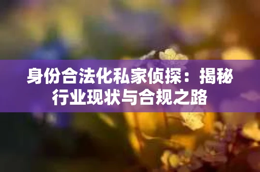 身份合法化私家侦探：揭秘行业现状与合规之路